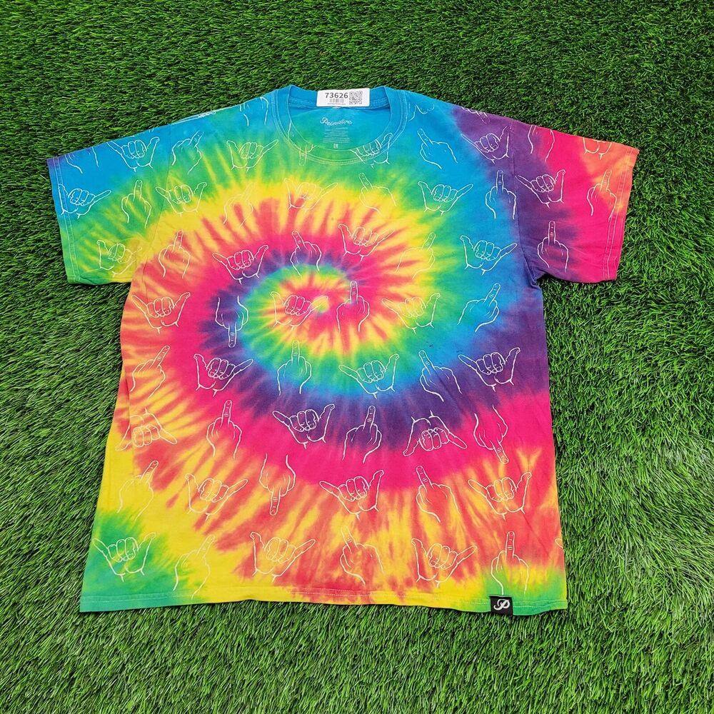 Middle-Finger AOP Summer Shirt Large 21x26 Rainbow